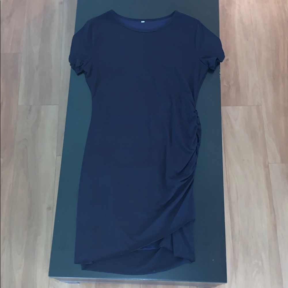 Ruched Navy Blue Dress